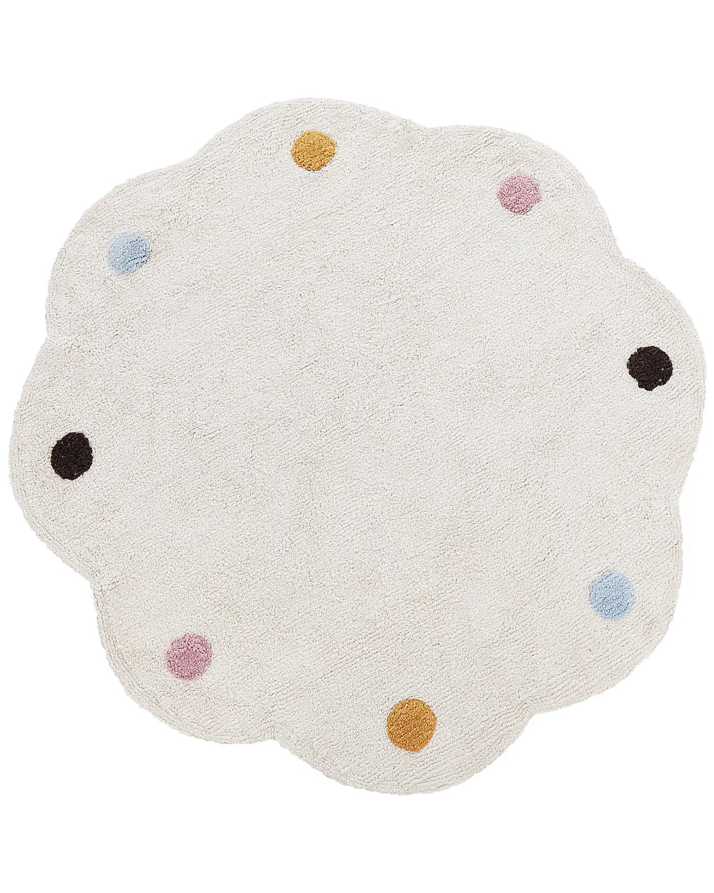 Kids Area Rug Cotton Light Beige  120 cm Irregular Round Shape Handwoven Multicolour Spots Floor Playmat Beliani
