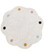 Kids Area Rug Cotton Light Beige  120 cm Irregular Round Shape Handwoven Multicolour Spots Floor Playmat Beliani