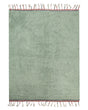 Area Rug Green Cotton 140 x 200 cm Rectangular with Tassels Solid Pattern Hand Tufted Modern Boho for Kids Beliani