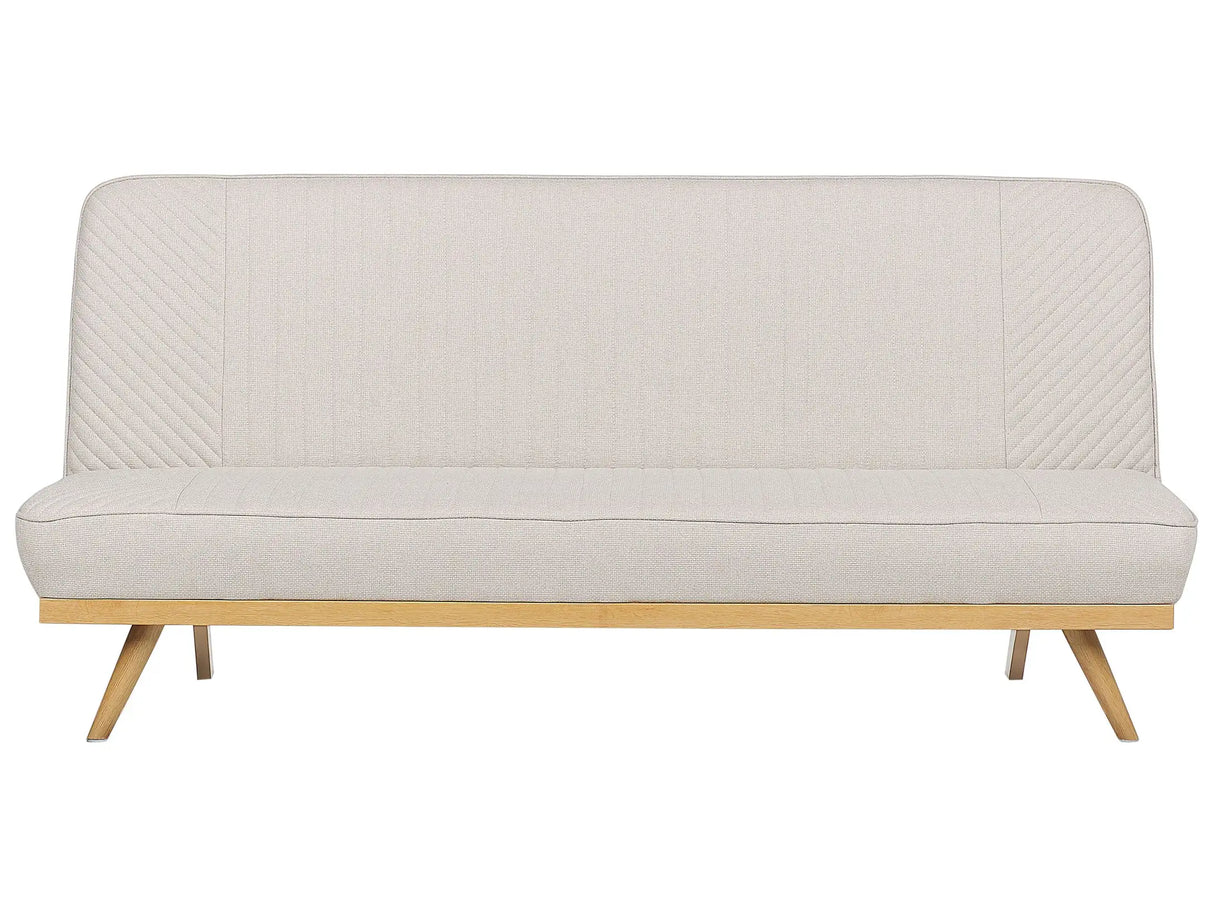Sofa Bed Beige Fabric Upholstery Metal Legs Wood Finish 2 Seater Tufted Backrest Seat Modern Design Armless Beliani