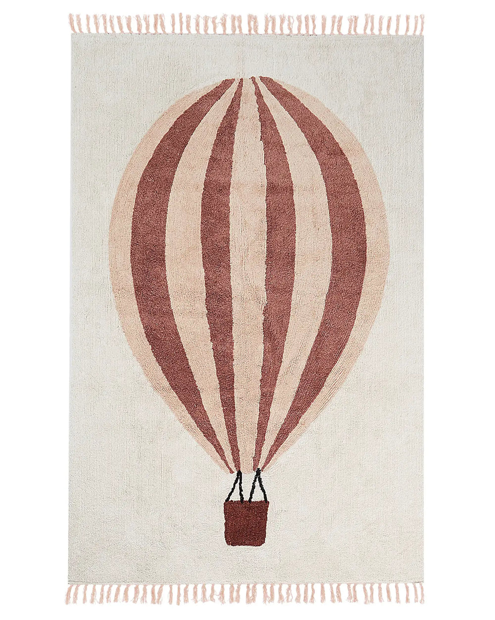 Tufted Rug Cotton Off-white Color 140x200 cm with Balloon Patern Rectangular Beliani