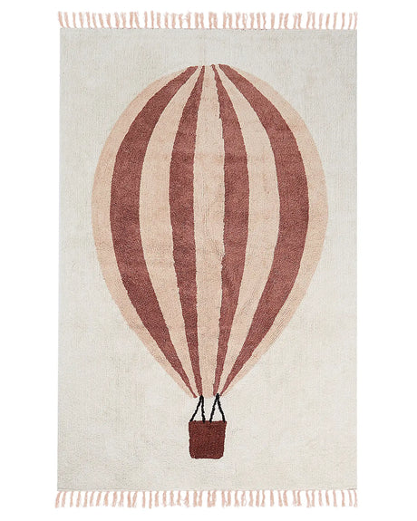 Tufted Rug Cotton Off-white Color 140x200 cm with Balloon Patern Rectangular Beliani