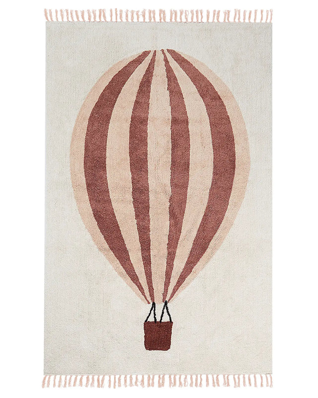 Tufted Rug Cotton Off-white Color 140x200 cm with Balloon Patern Rectangular Beliani
