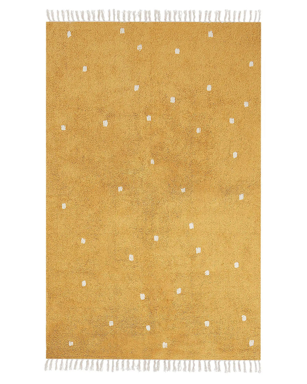 Cotton Kids Rug Yellow Color 140x200 cm with White Dots Rectangular Beliani