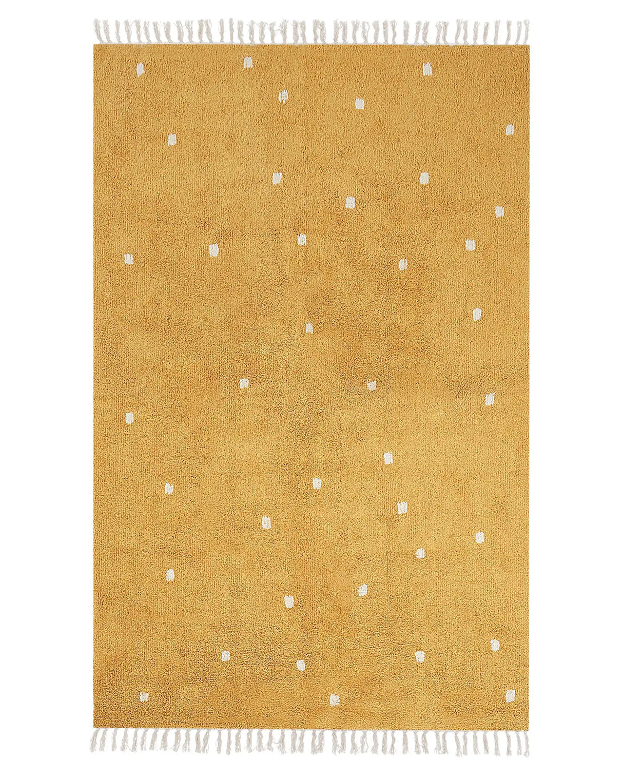 Cotton Kids Rug Yellow Color 140x200 cm with White Dots Rectangular Beliani
