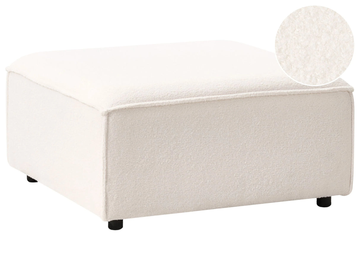 Ottoman White Boucle Upholstered Square Footstool Modern Design Living Room Beliani