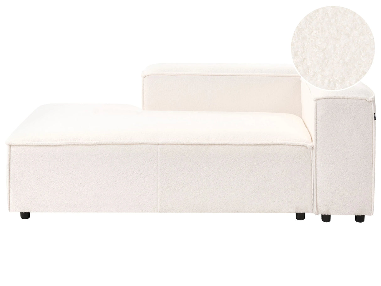 Chaise Lounge White Boucle Upholstery Synthetic Legs Right Hand Modern Living Room Aprica Beliani