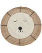Area Rug Beige Jute  120 cm Round Decorative Bear Pattern Boho Style Living Room Kids Children's Room Beliani