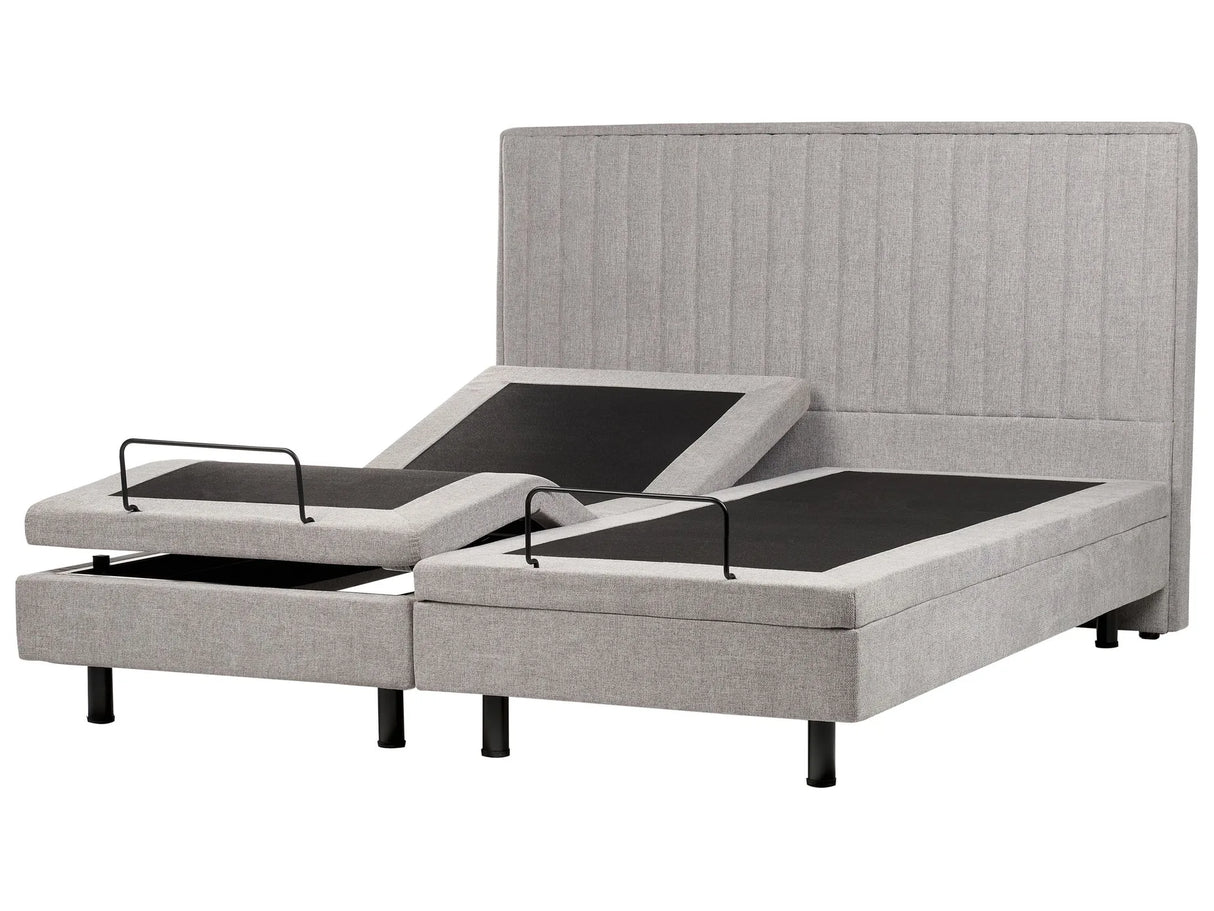 Electric Bed Light Grey EU Super King Size 6ft Remote Control Adjustable Fabric Upholstery Beliani