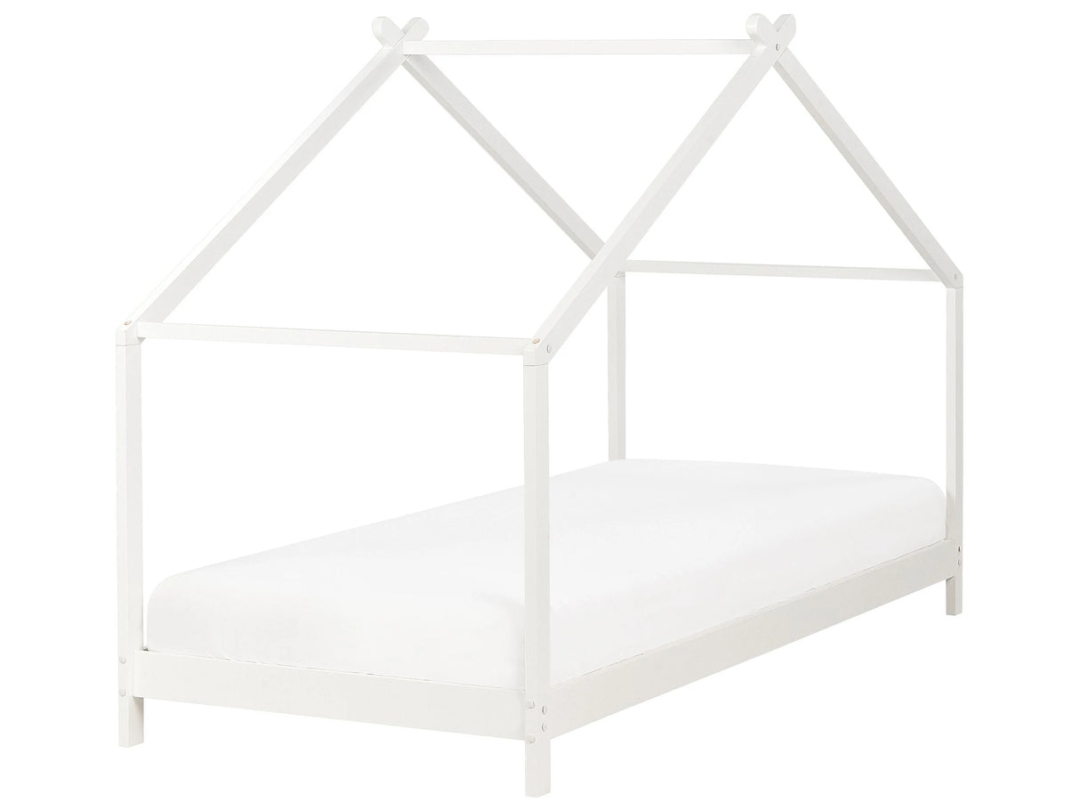 Kids House Bed White Pine Wood EU Single Size 3ft with Slatted Base Bed for Toddler Modern Nursery Beliani