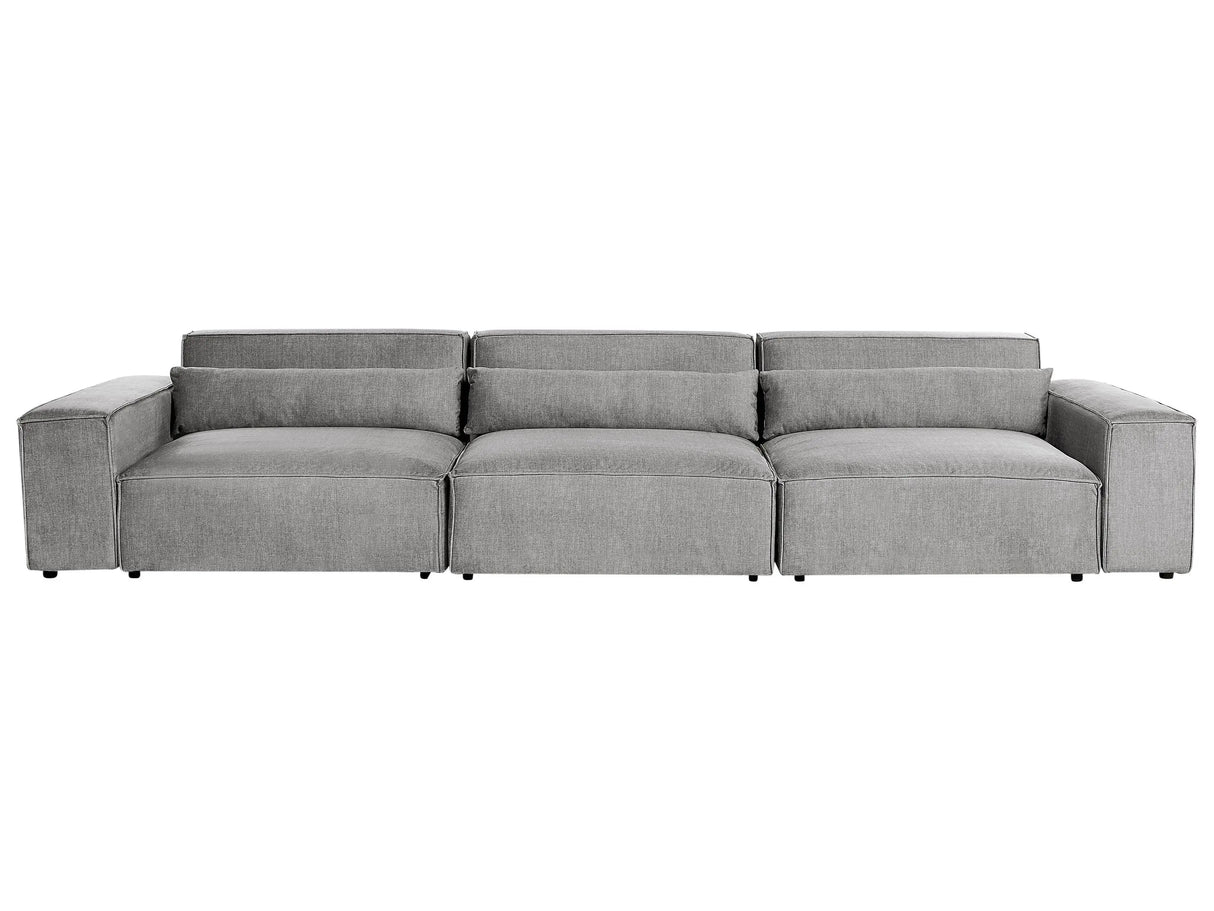 3 Seater Modular Sofa Grey Fabric Sectional Couch Sofa with Black Legs Modern Living Room Beliani