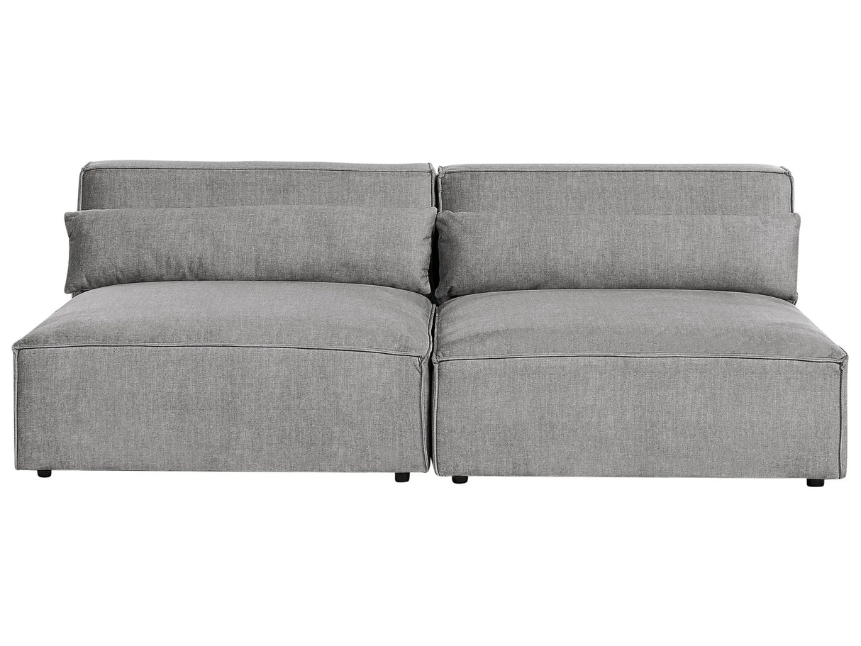 2 Seater Armless Modular Sofa Grey Fabric Sectional Couch Sofa with Black Legs Modern Living Room Beliani