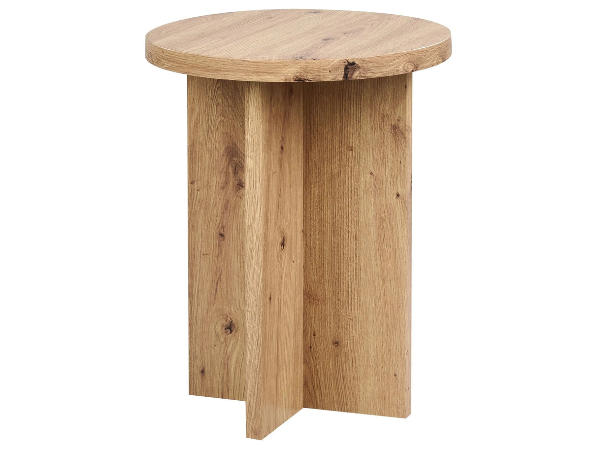 Side Table Light Wood Effect MDF Stone-like Veneer 44 cm Classic Modern Design Beliani