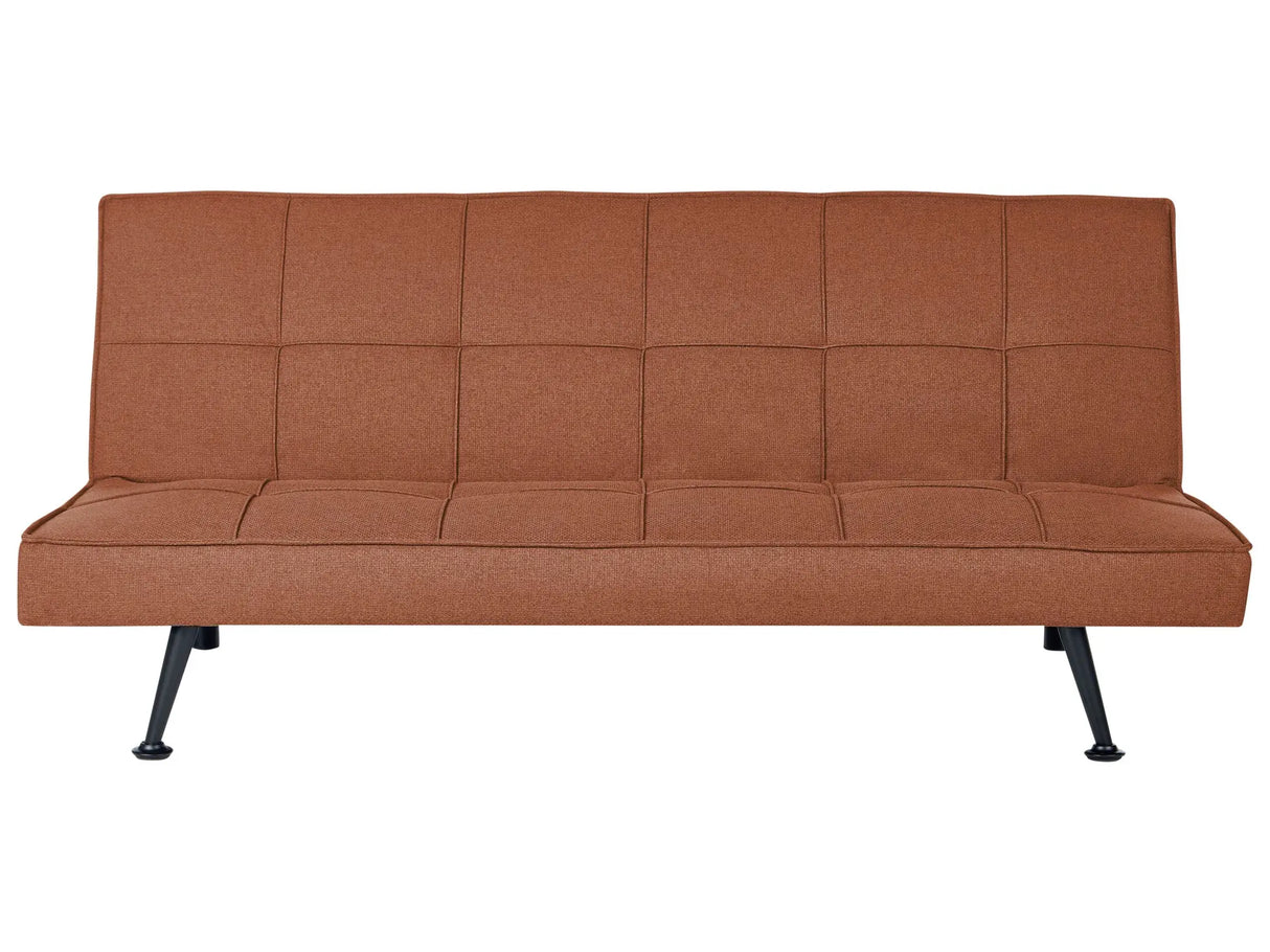 Fabric Sofa Bed Golden Brown 3-Seater Quilted Upholstery Click-Clack Guest Bed Armless Beliani