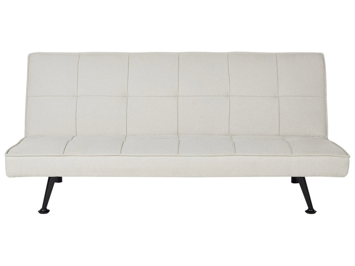 Fabric Sofa Bed Light Beige 3-Seater Quilted Upholstery Click-Clack Guest Bed Armless Beliani