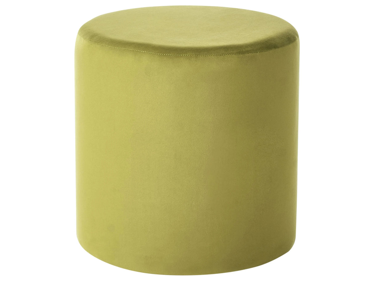 Round Olive Green Velvet Ottoman Pouffe Footstool Beliani