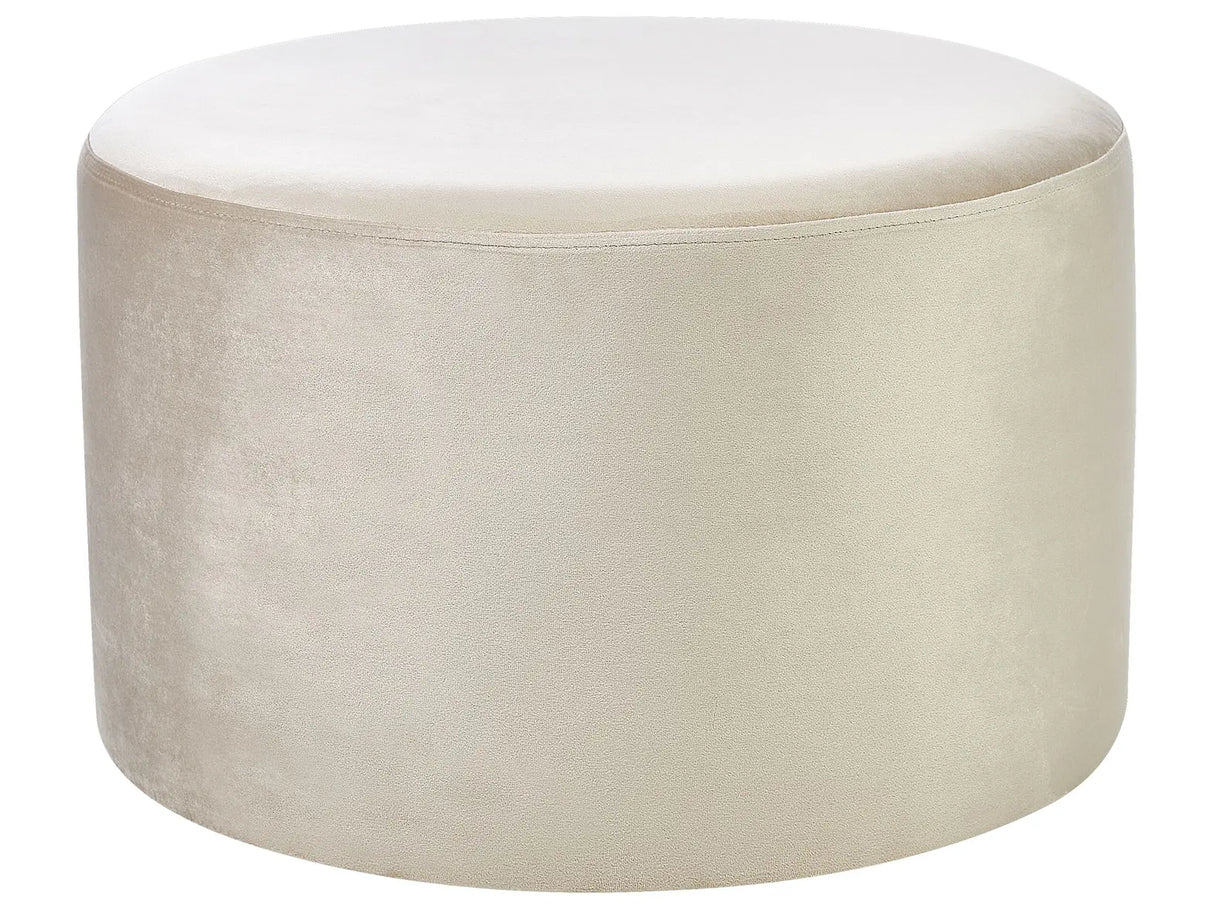 Ottoman Beige Velvet Pouffe Footstool Round Glam Beliani