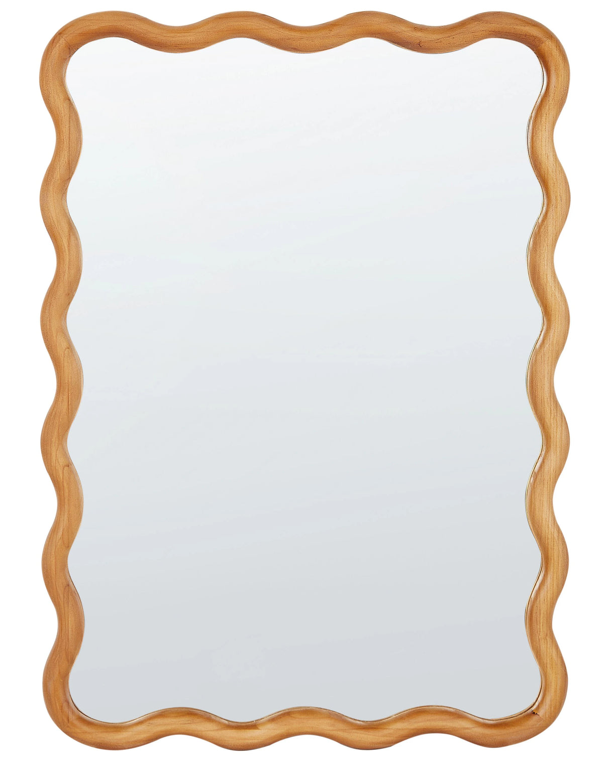 Wall Mirror Light Wood Pine Frame Glass 50 x 72 cm Irregular Decorative Wall Mounted Accent Piece Modern Style Beliani