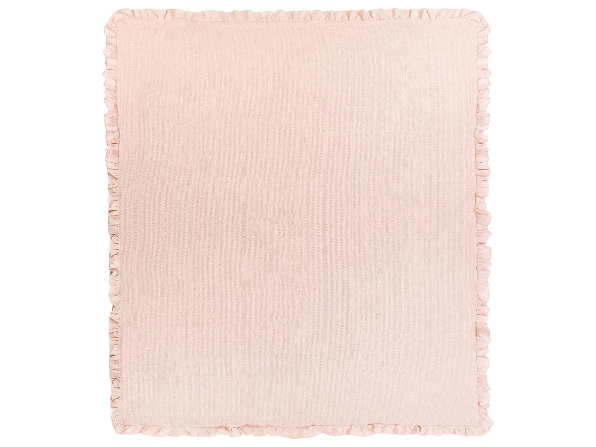 Bedspread Pastel Pink Cotton 220 x 200 cm with a Frill Decorative Throw Bedding Bedroom Beliani