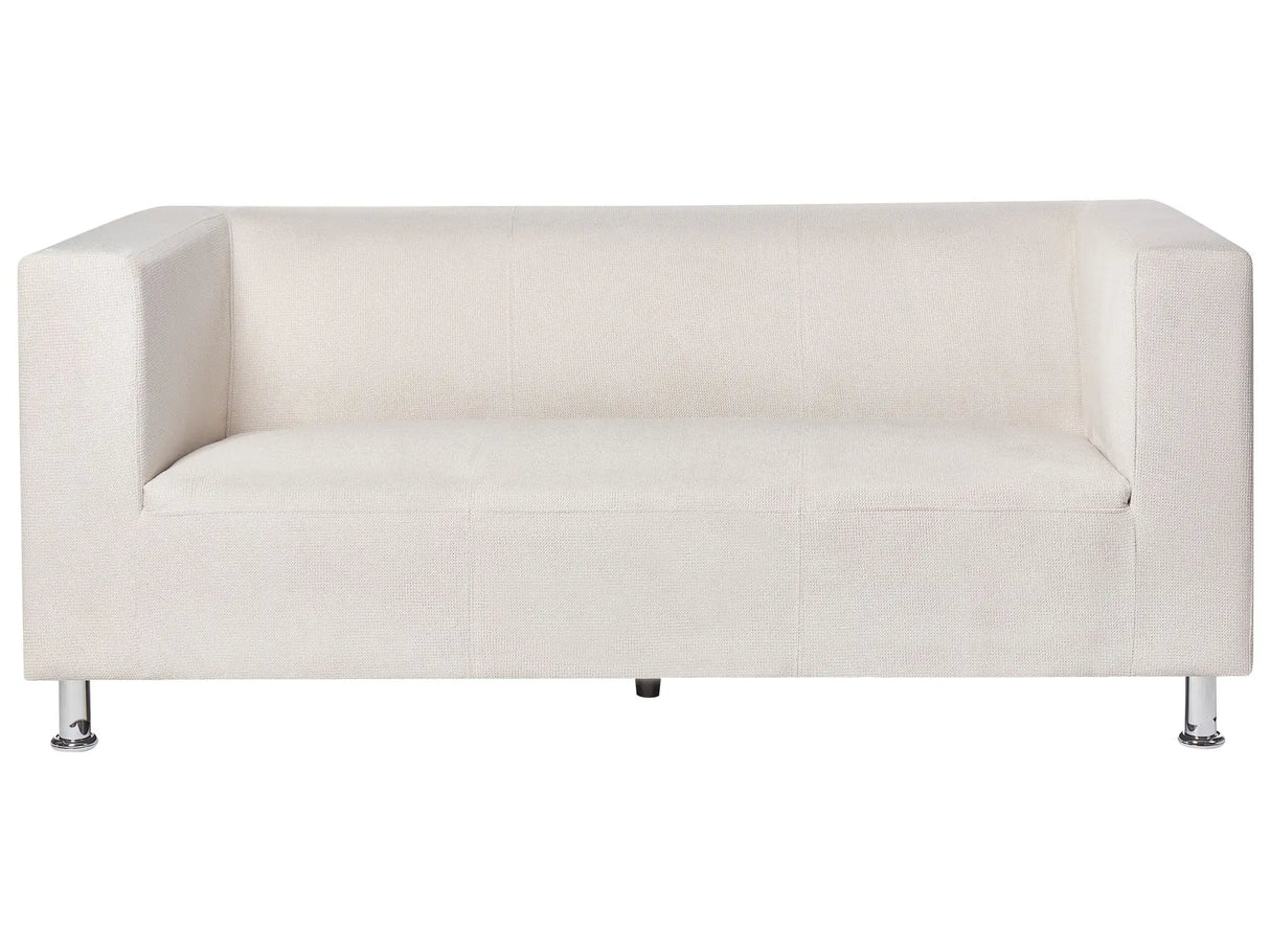 3 Seater Sofa White Chenille Silver Metal Legs Track Arm Modern Design Beliani