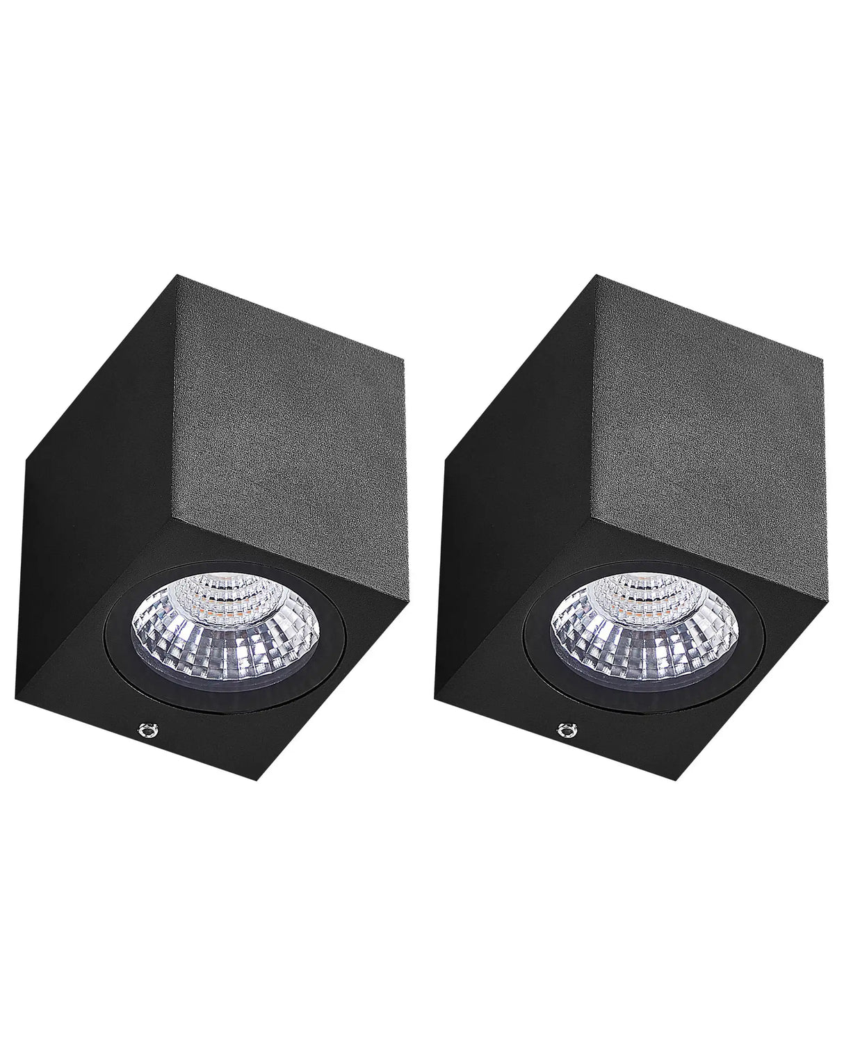 Set of 2 Outdoor Wall LED Light Lamps Black Aluminium Glass 8 cm External Modern Design Garden Patio Beliani