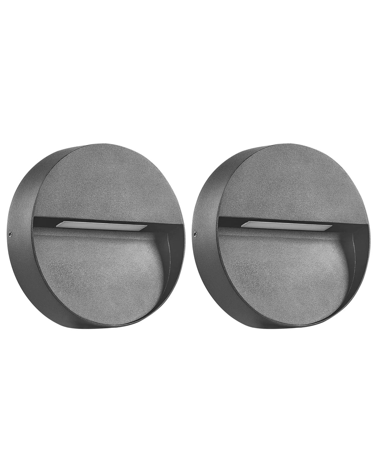 Set of 2 Outdoor Wall LED Light Lamps Black Aluminium Glass Round 15 cm External Modern Design Garden Patio Beliani