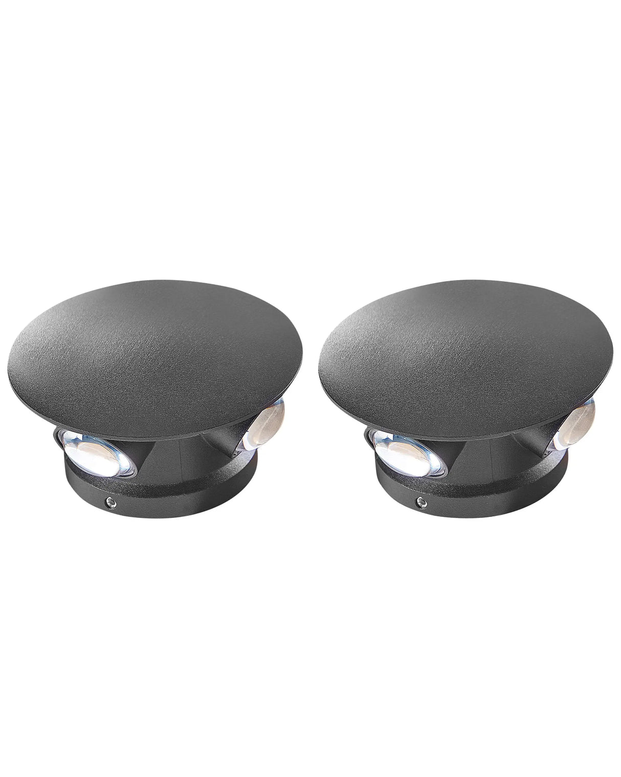 Set of 2 Outdoor Wall LED Light Lamps Black Aluminium Glass Round 10 cm External Modern Design Garden Patio Beliani