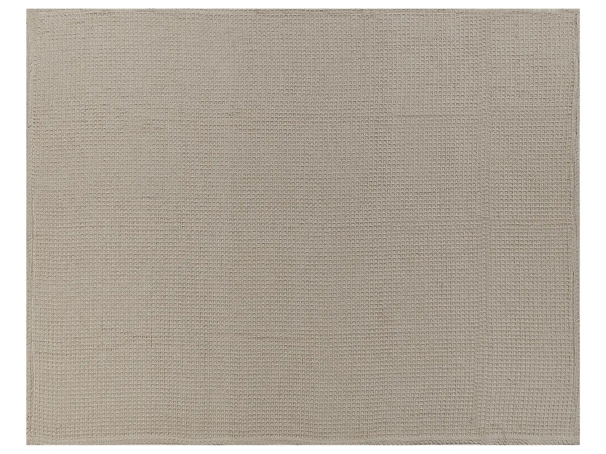 Bedspread Taupe Cotton 150 x 200 cm Waffle Pattern Bed Throw Living Room Bedroom Texiles Beliani