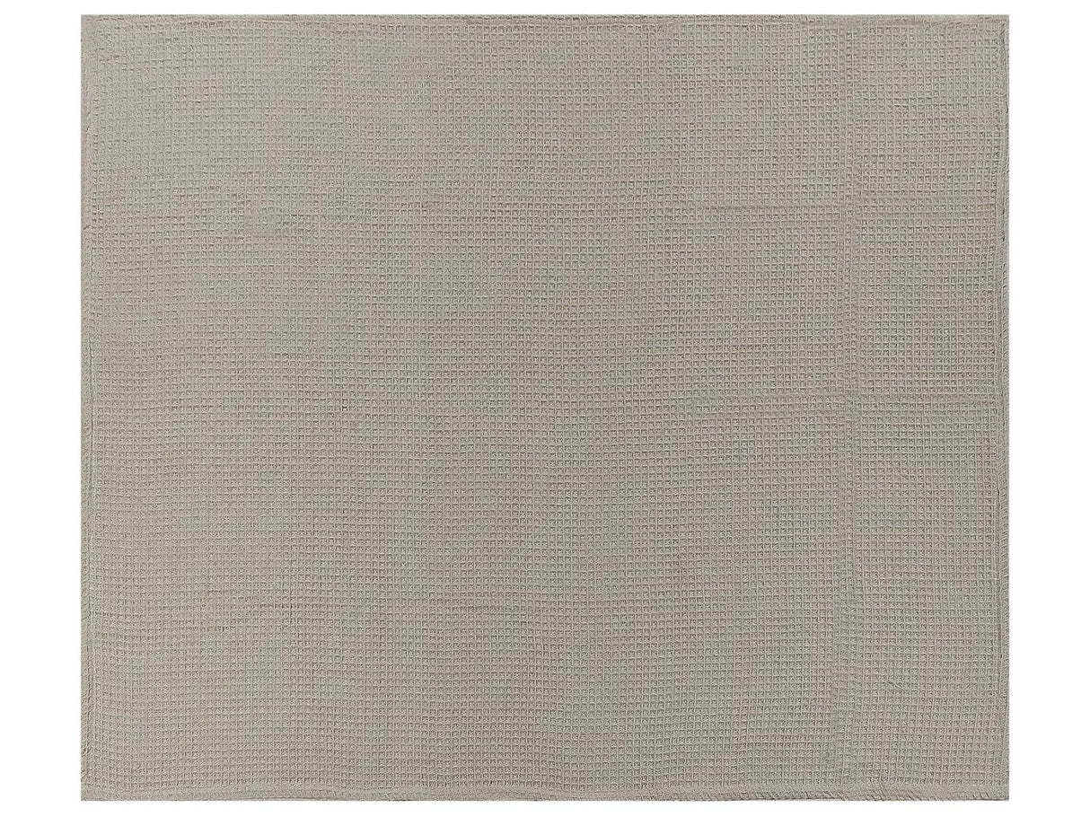 Bedspread Taupe Cotton 220 x 240 cm Waffle Pattern Bed Throw Living Room Bedroom Texiles Beliani
