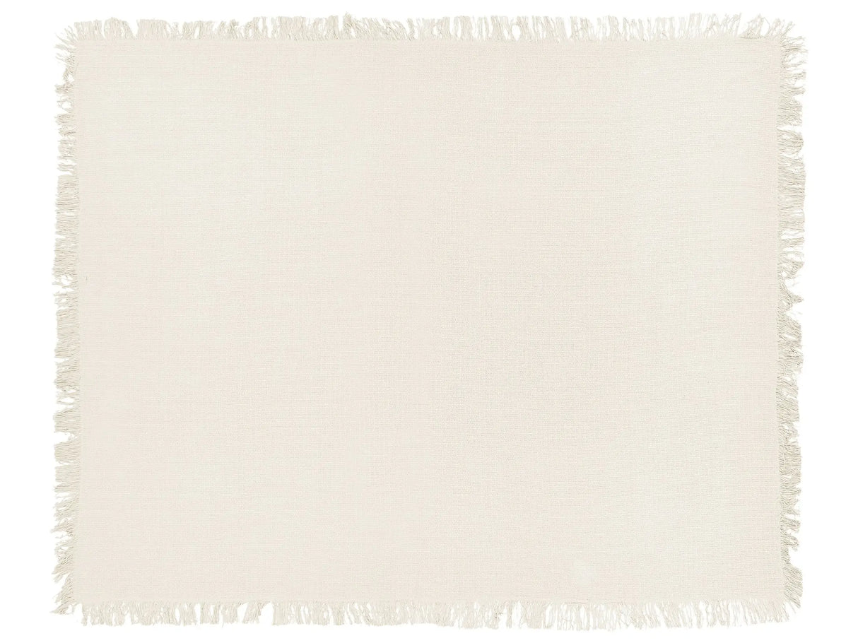 Bedspread White Cotton Fabric 150 x 200 cm with Tassels Decorative Throw Blanket Bedding Classic Design Bedroom Beliani