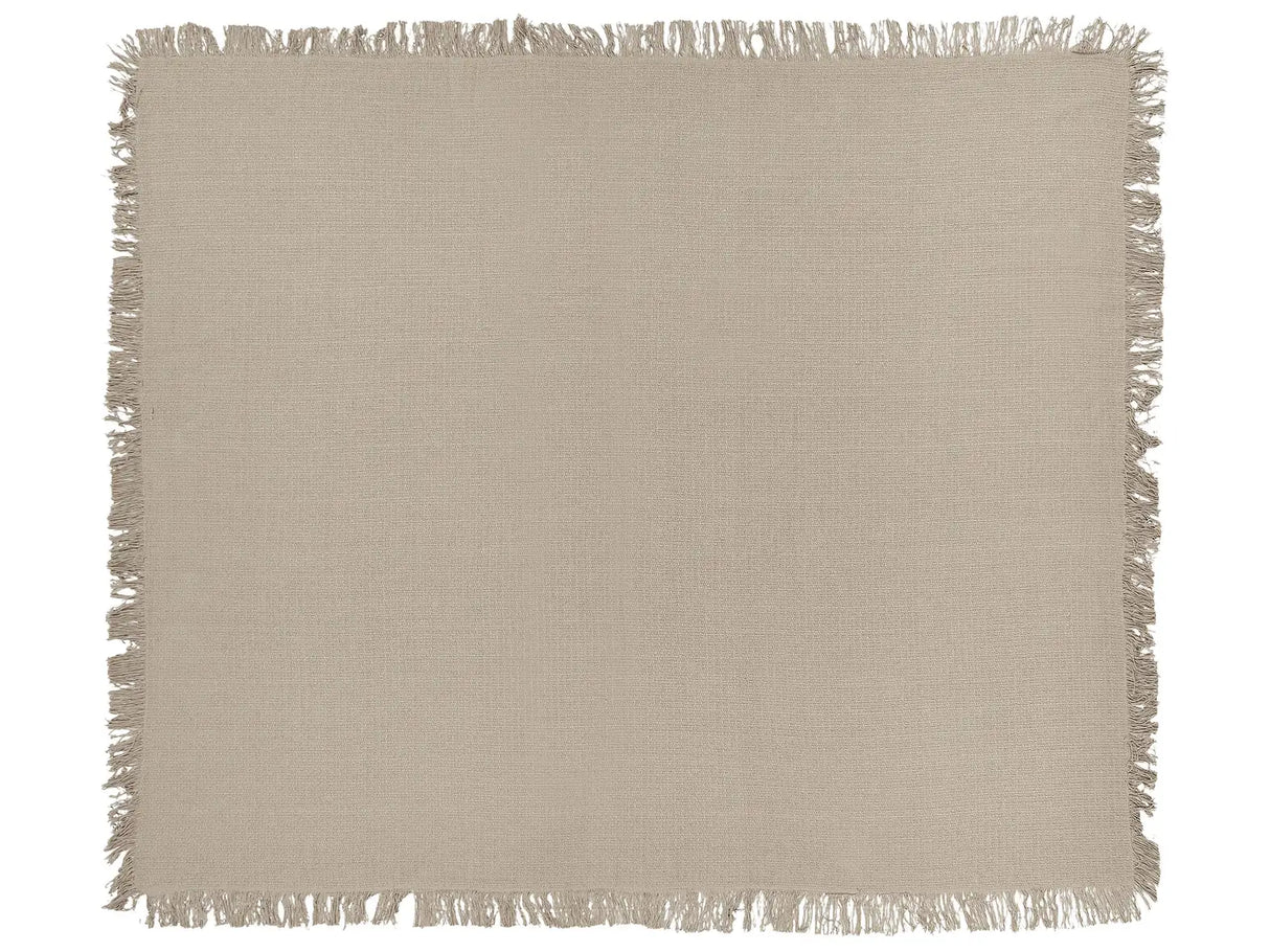 Bedspread Taupe Cotton Fabric 220 x 240 cm with Tassels Decorative Throw Blanket Bedding Classic Design Bedroom Beliani
