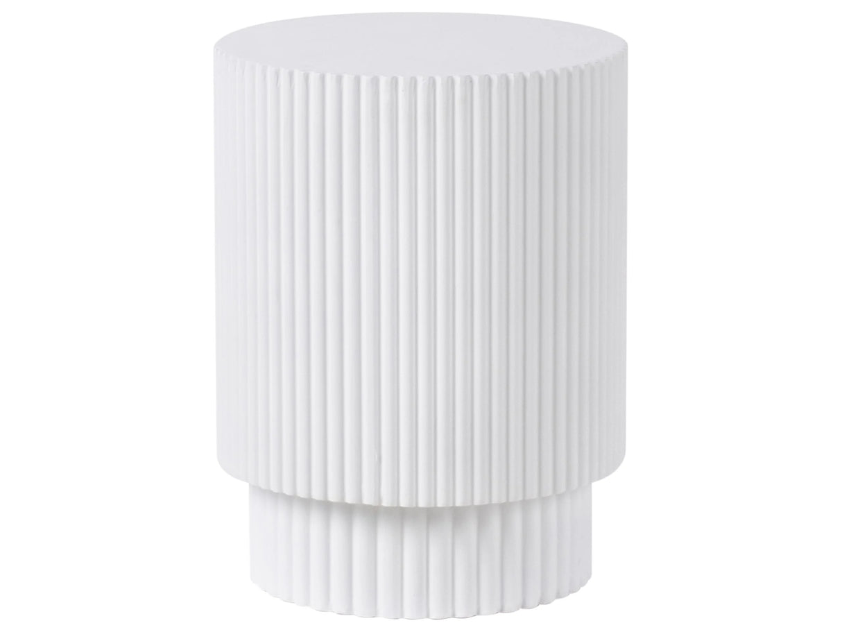 Accent Side Table White MgO Round Top Ribbed Stain Rust Water Wind Resistant Boho Modern Outdoor Living Room Beliani