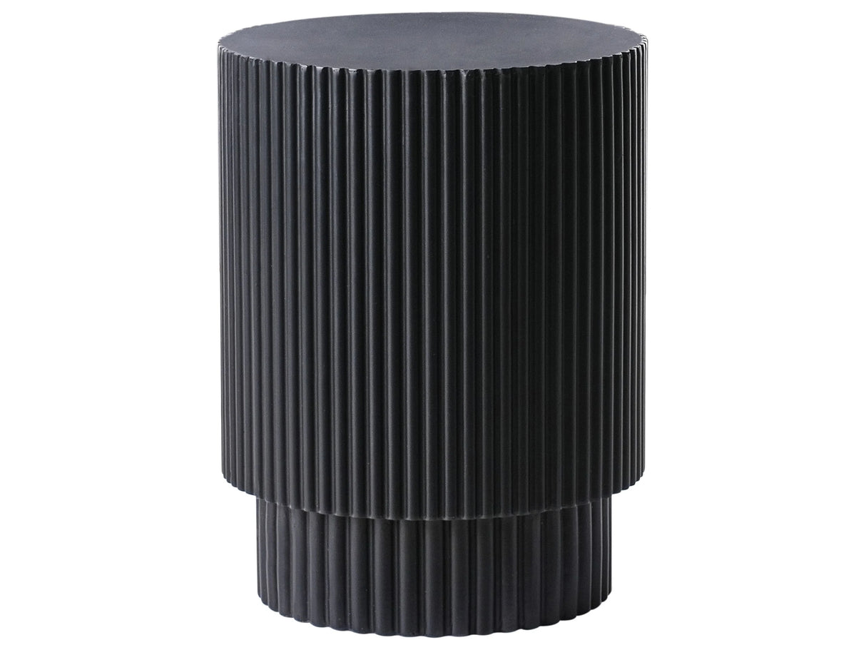 Accent Side Table Black MgO Fiberglass Round Top Ribbed Stain Rust Water Wind Resistant Boho Modern Outdoor Living Room Beliani