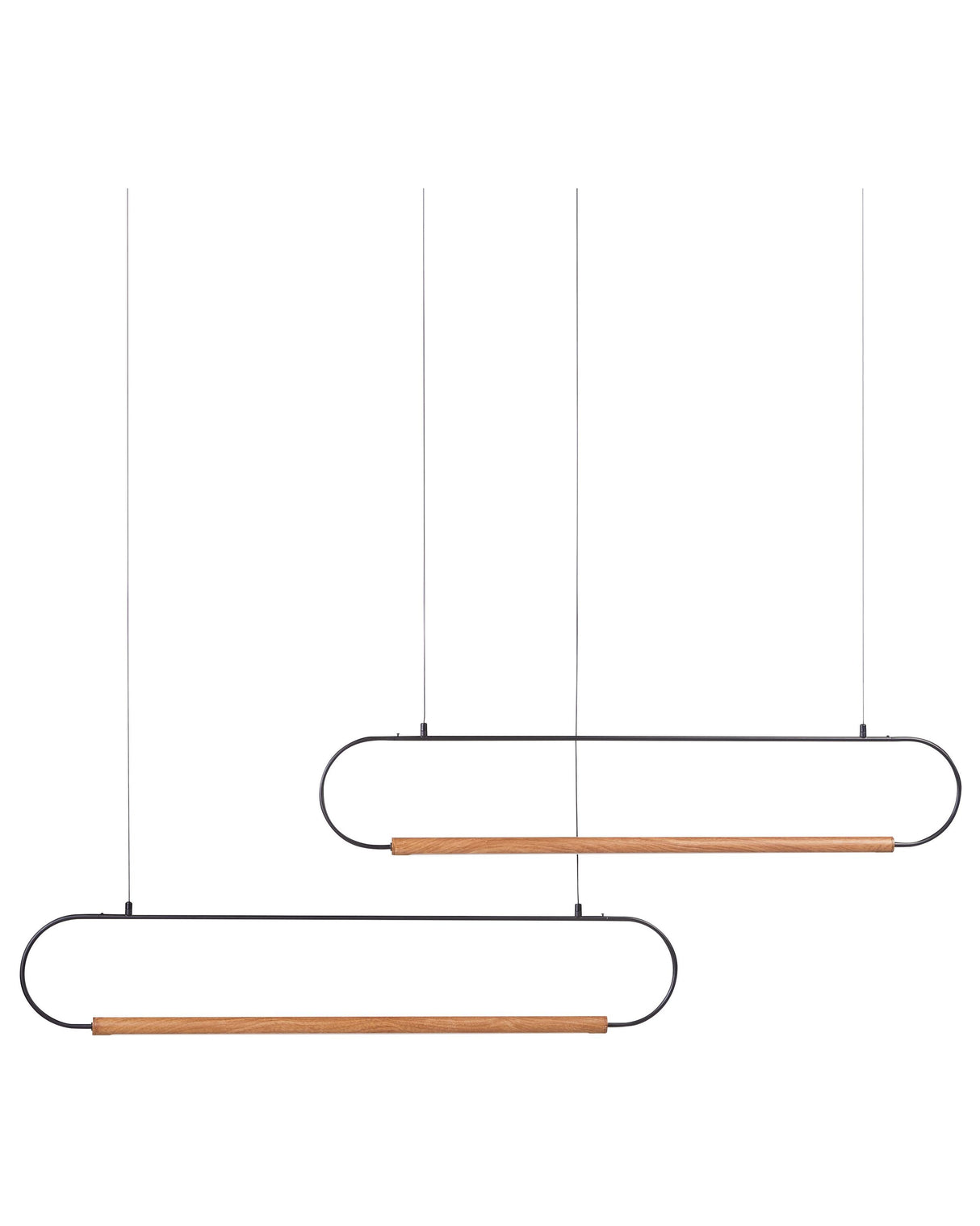 Pendant Lamp Black Light Wood Metal 2 Integrated LED Lights Novelty Unique Shade Hanging Modern Lighting Beliani