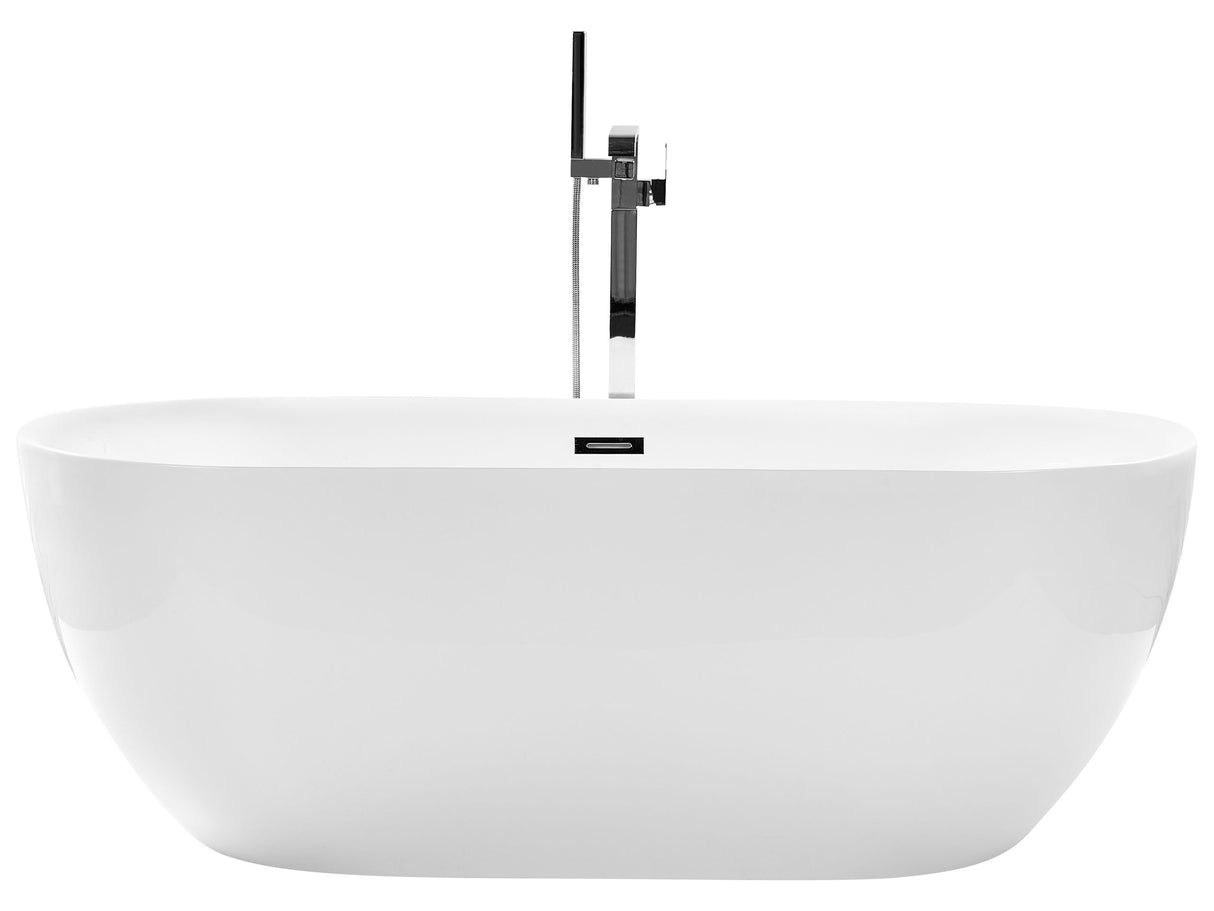 Freestanding Bath Glossy White Sanitary Acrylic Single 170 x 80 cm Oval Modern Design Beliani