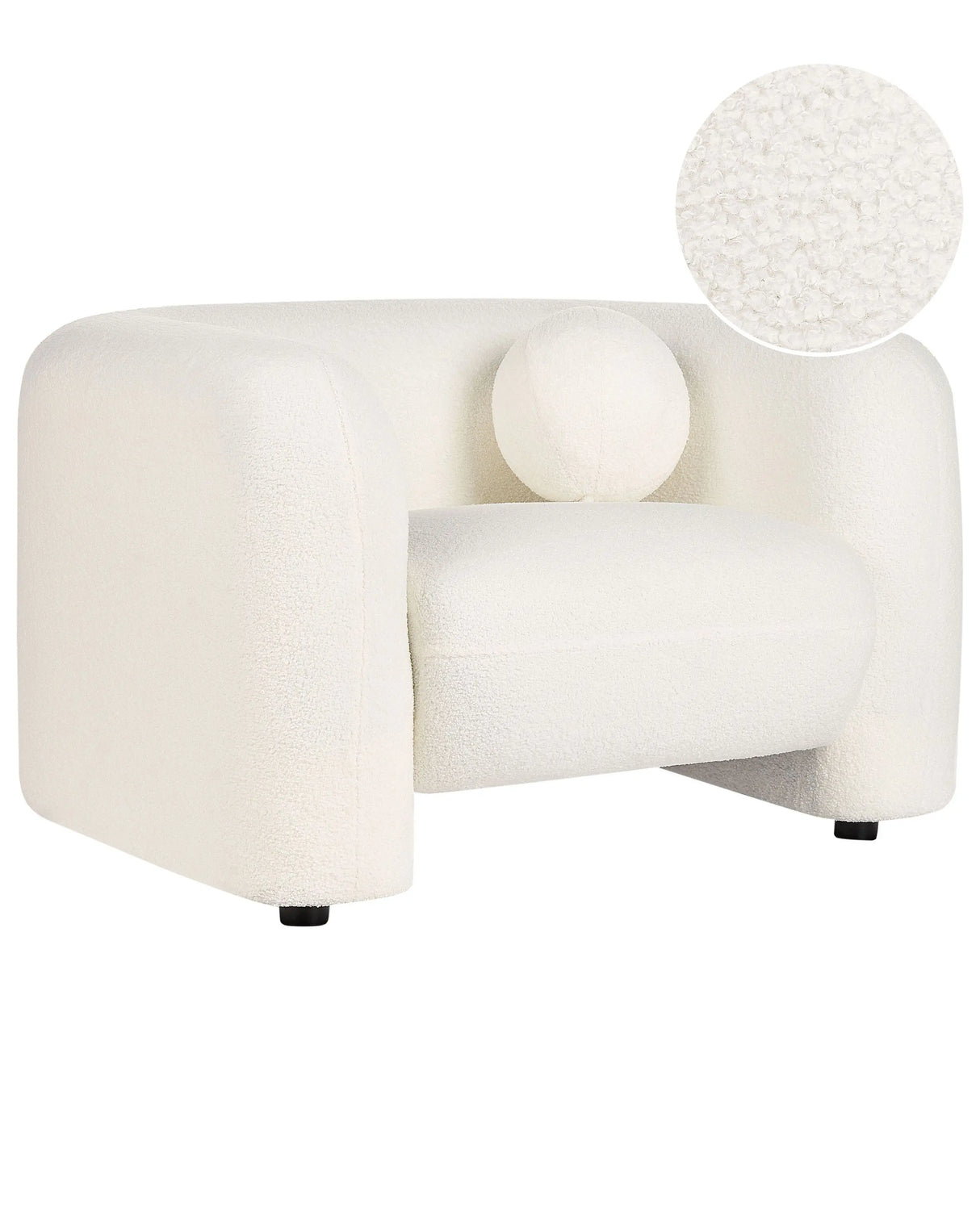 Armchair White Velvet Fabric Soft Nubby with Extra Throw Cushions Retro Glam Art Decor Living Room Beliani