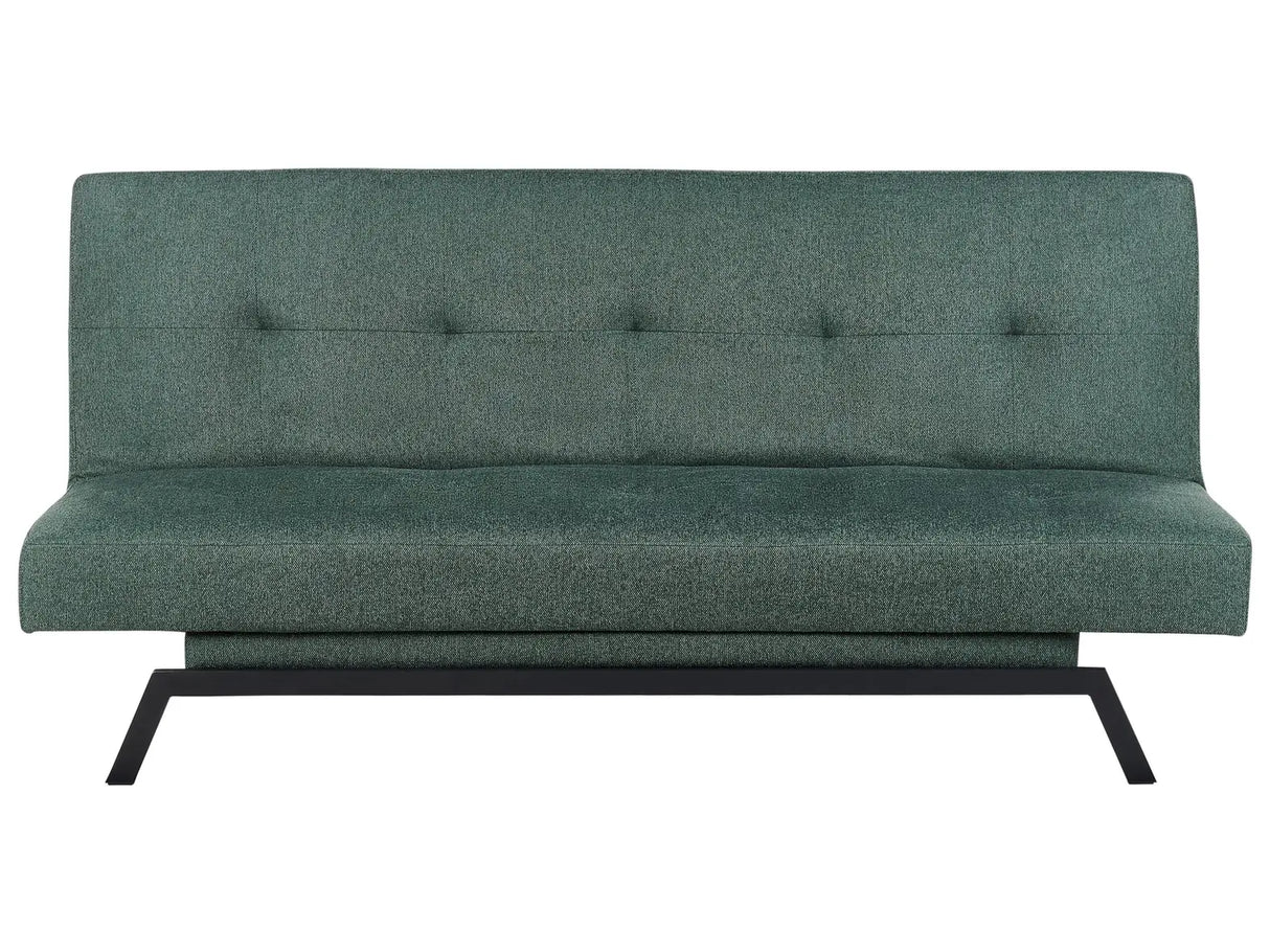 Sofa Bed Green Fabric Upholstery 3 Seater Click Clack Mechanism Beliani