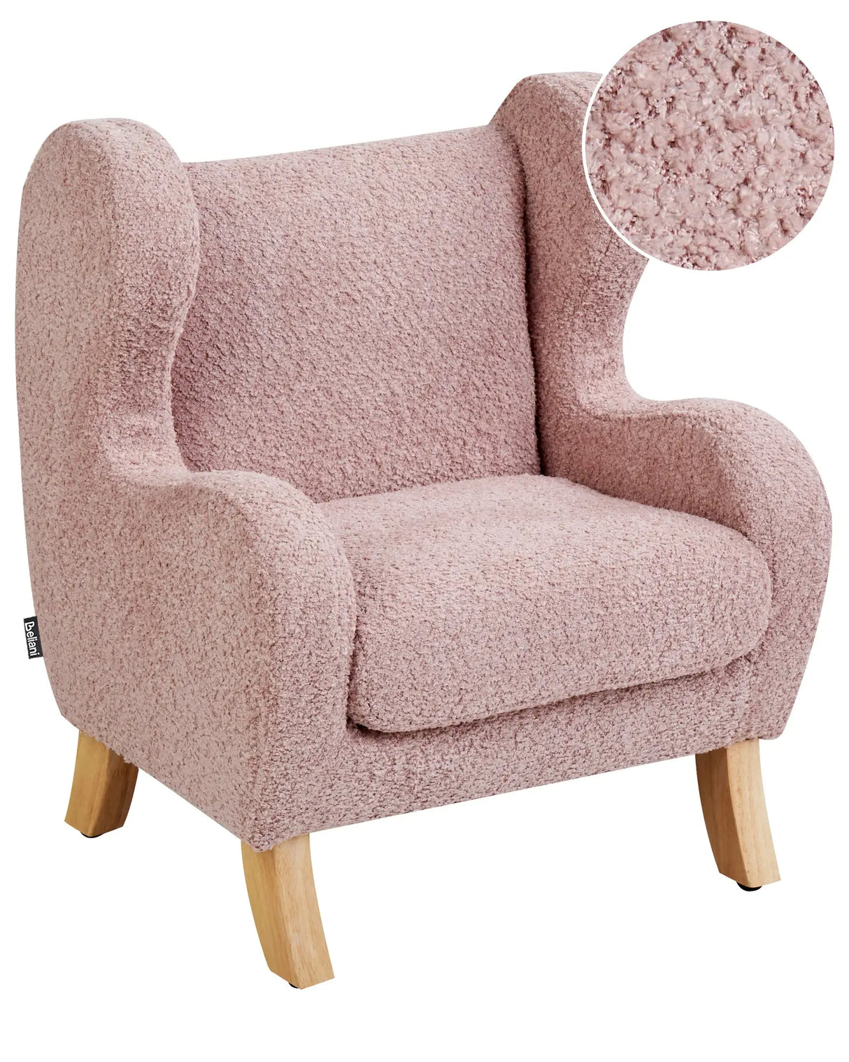 Chair Light Pink Boucle Upholstery with Armrests Nursery Furniture Seat for Children Modern Design Beliani