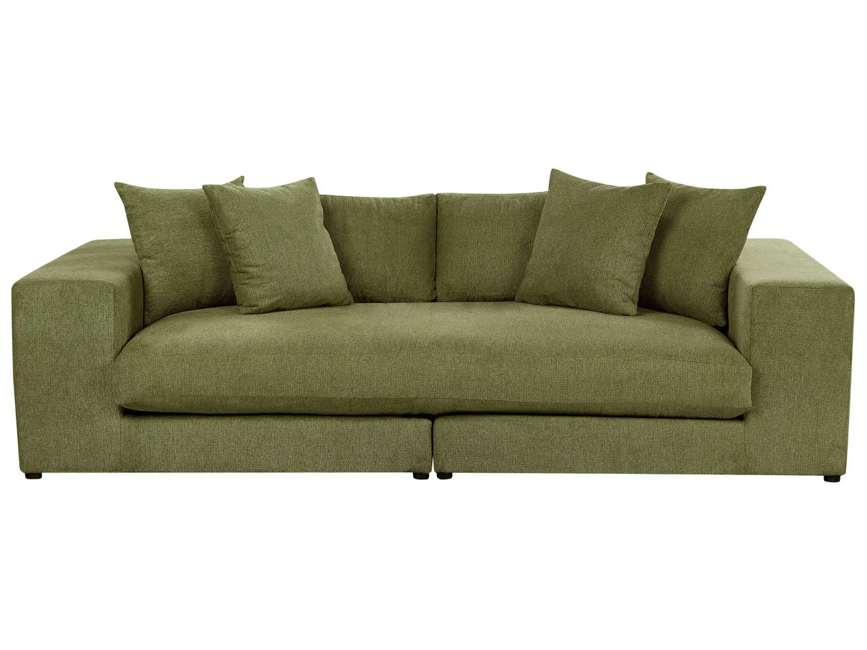 Sofa Fabric Polyester Green 240 cm x 120 cm x 61 cm Couch 3 Seater Cushioned Back Track Armrests Living Room Modern Comfortable Cosy Beliani