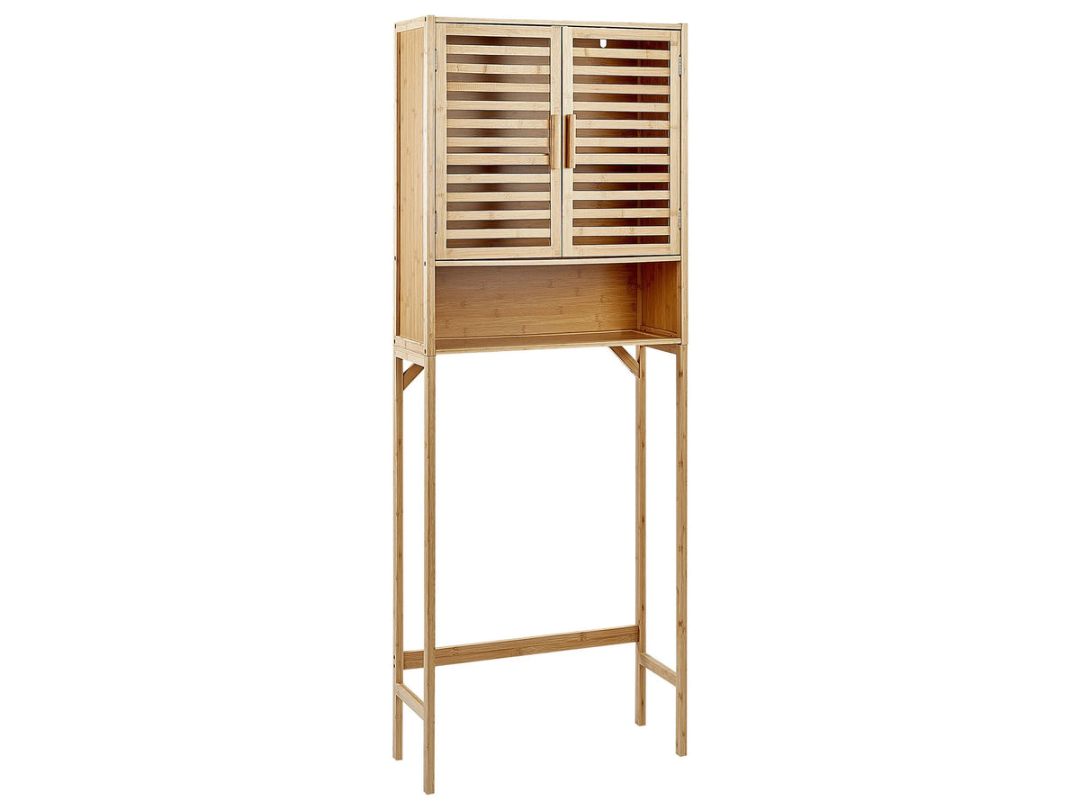 Bathroom Over The Washer Cabinet Light Brown Bamboo Bathroom Storage Minimalistic Style Beliani