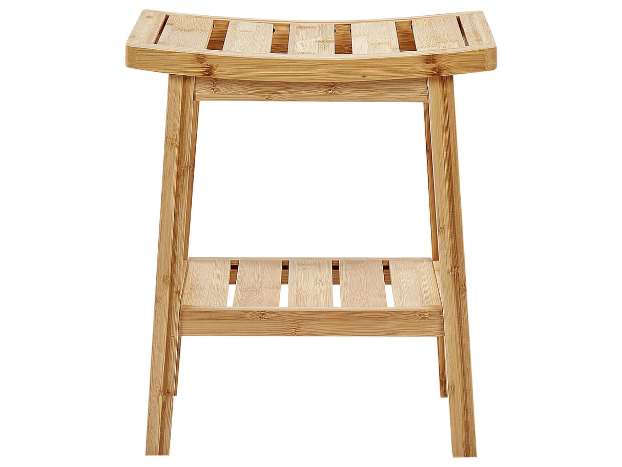 Side Table Light Wood Bamboo Bathroom Stool Modern Style Beliani