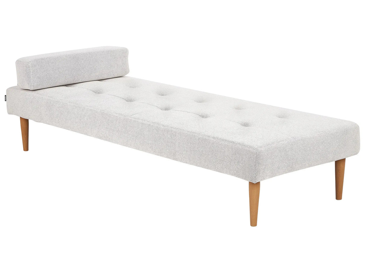 Chaise Lounge Off-White Fabric Upholstery Modern Minimalistic Beliani