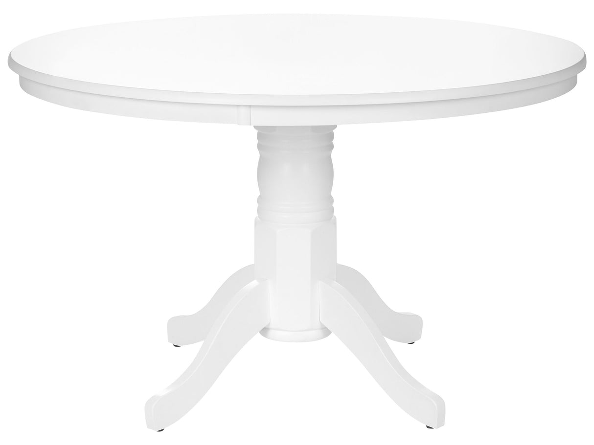 Dining Table White Rubberwood 120 cm Round Vintage Beliani
