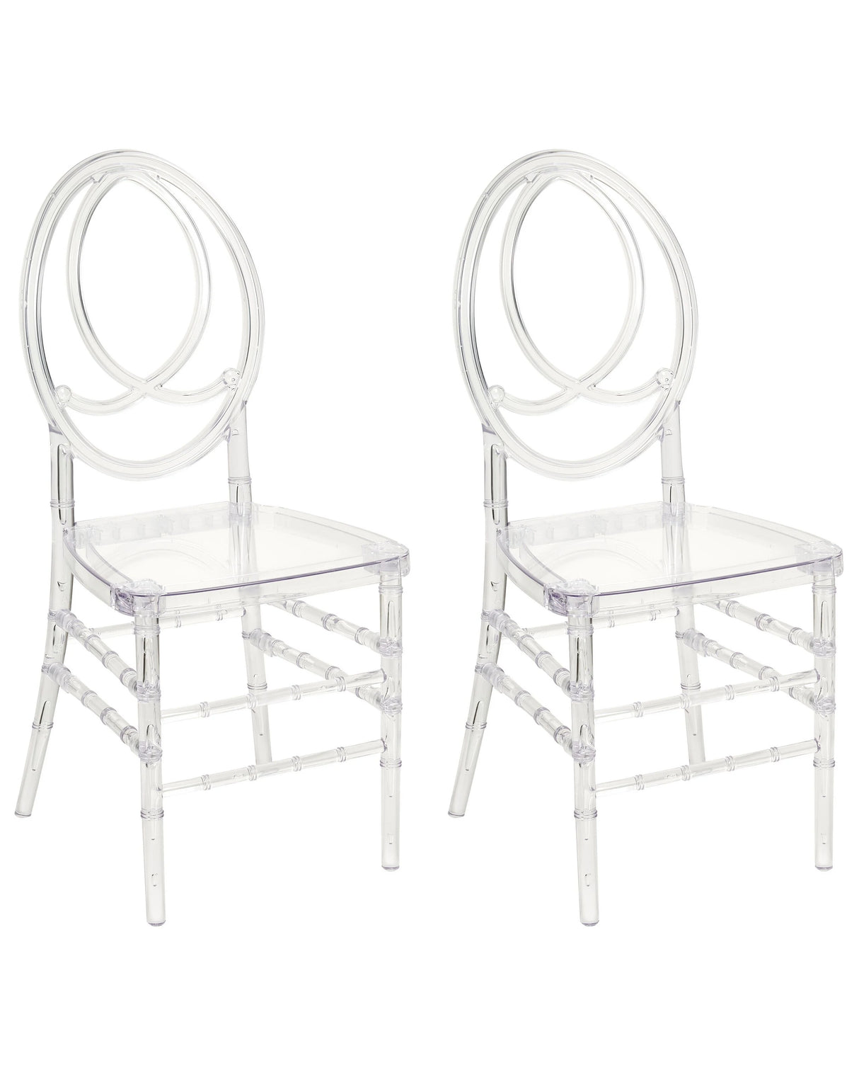 Set of 2 Dining Chairs Transparent Plastic Modern Style Dining Room Furniture Beliani