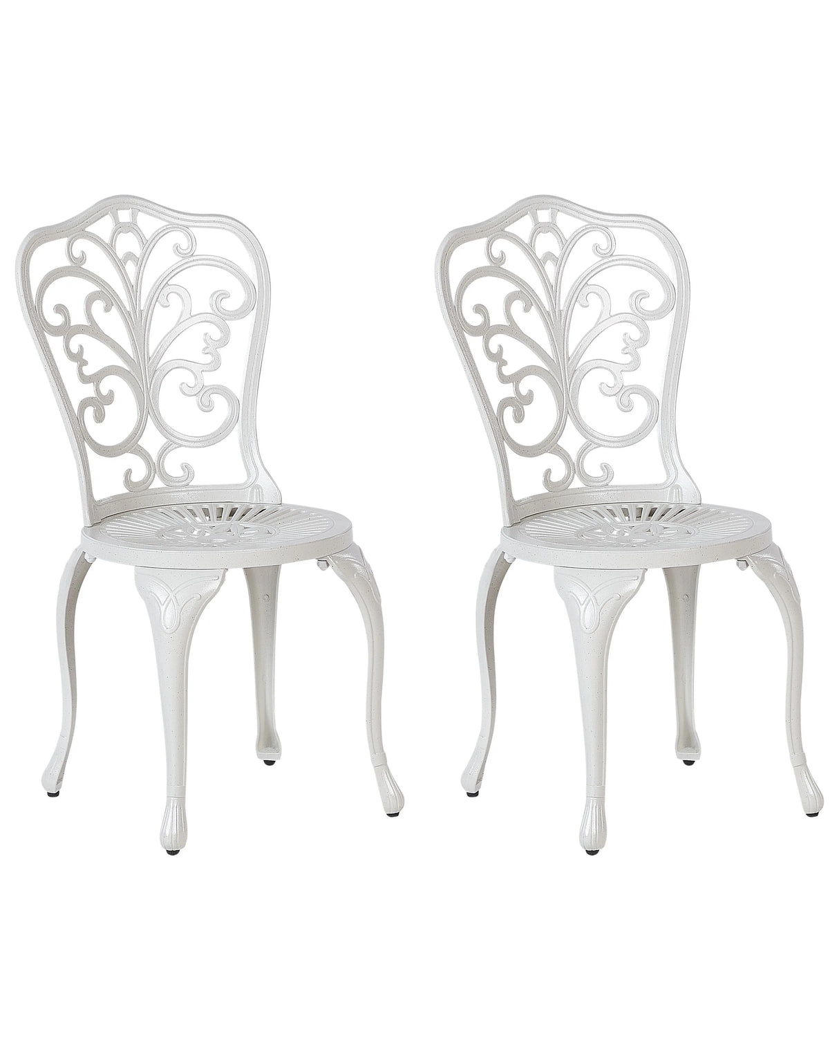 Set of 2 Garden Chairs Off-White Aluminium Armless Bistro Dining Vintage Style Pattern Metal Beliani