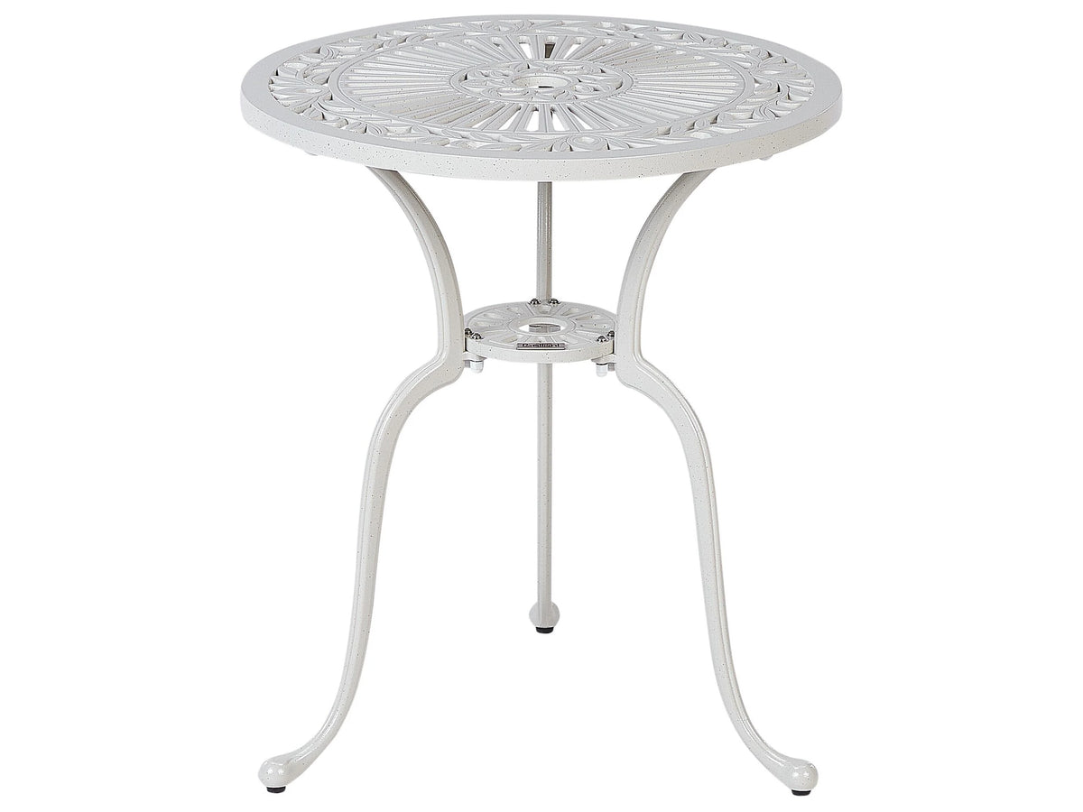 Garden Dining Table Off-White Aluminium Round 61 cm Outdoor Vintage Beliani