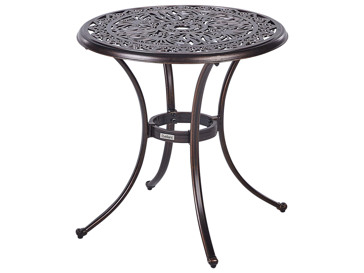 Garden Dining Table Brown Aluminium Round 68 cm Outdoor Vintage Beliani