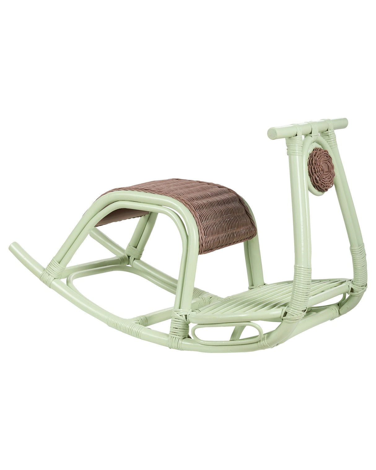 Kids Size Rocking Chair Light Green Rattan Boho Rustic Indoor for Patio Beliani
