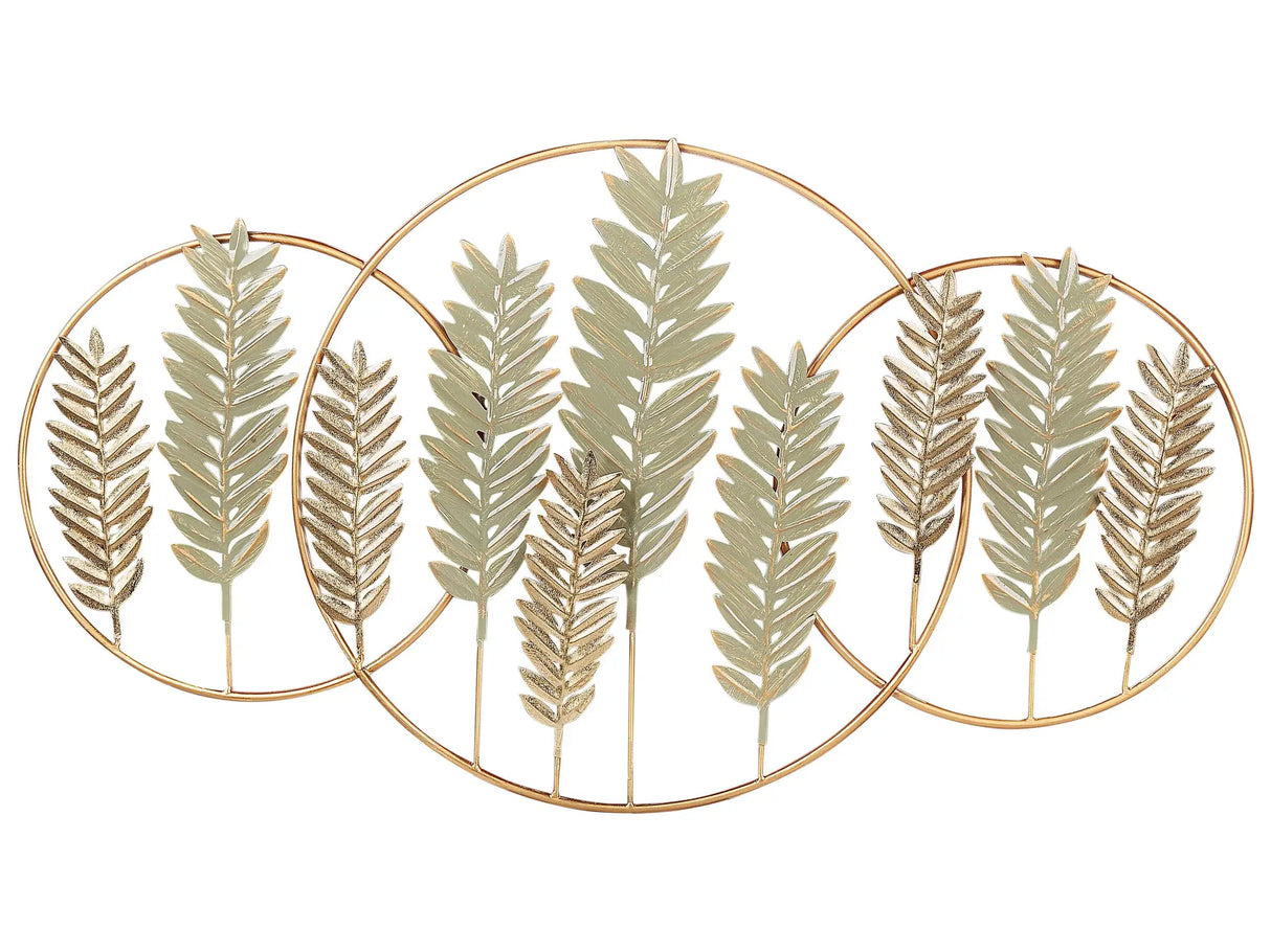 Wall Decor Gold and Green Iron Handmade Wall Art Modern Accessory Beliani