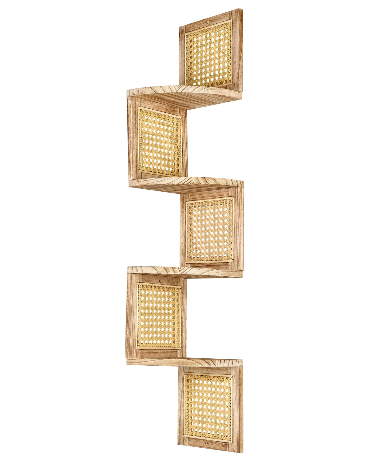 Corner Wall Bookcase Light Wood Engineered Wood 4-Tier Book Shelf Corner Display Beliani